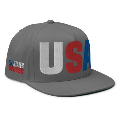 Casquette plate solide brodée 3D Puff colorée USA 50 États-Unis 50 États
