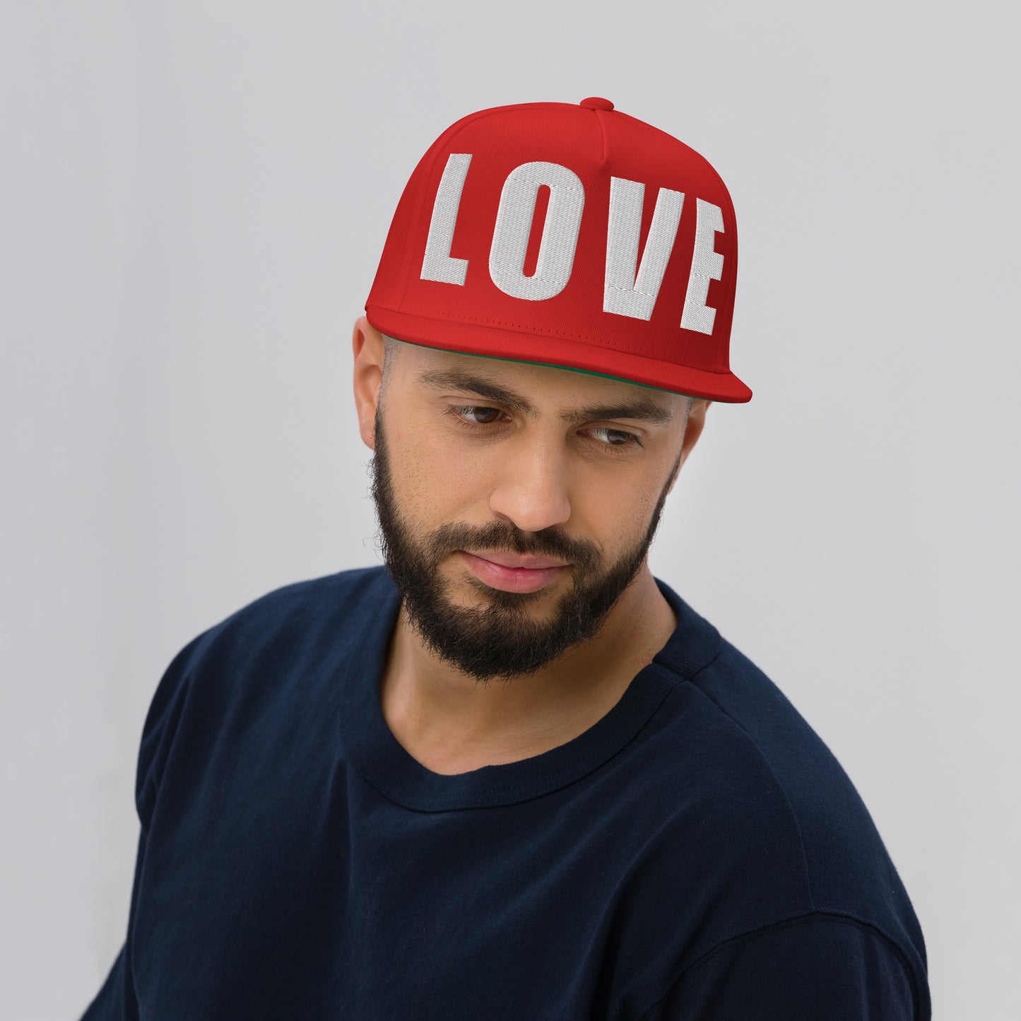3D Puff Embroidered Love Flat Bill Cap