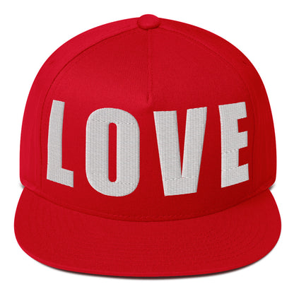 3D Puff Embroidered Love Flat Bill Cap