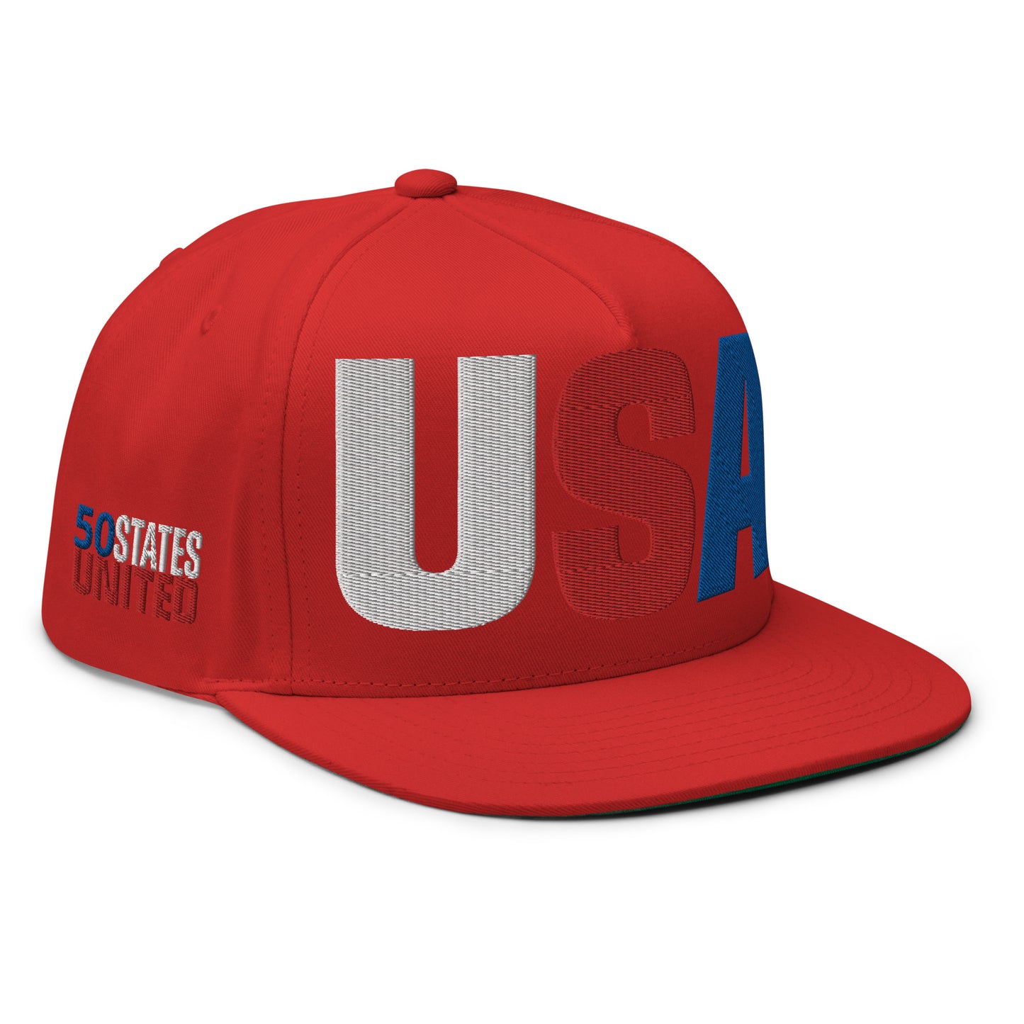 Casquette plate solide brodée 3D Puff colorée USA 50 États-Unis 50 États