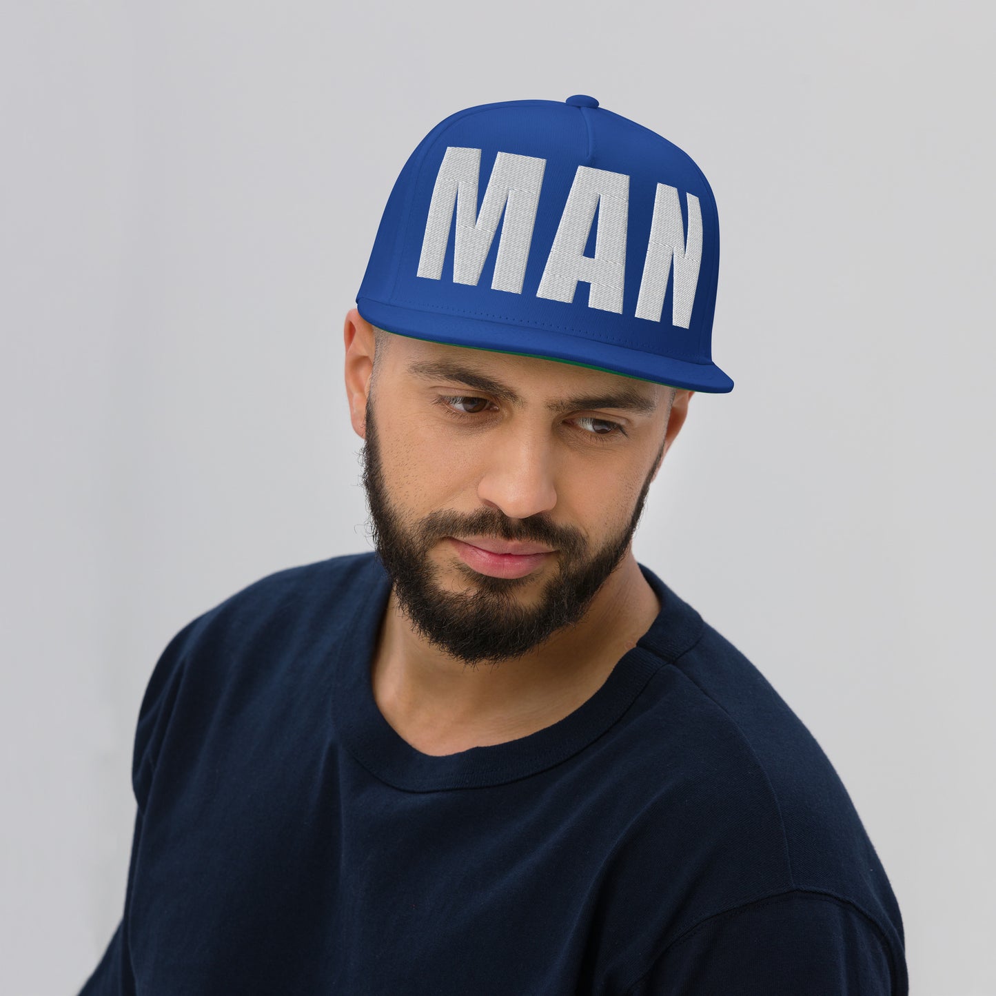 3D Puff Embroidered Man Flat Bill Cap
