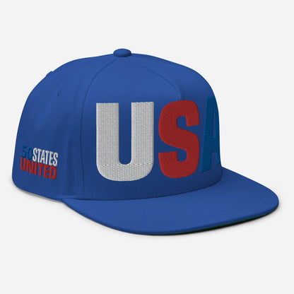 Casquette plate solide brodée 3D Puff colorée USA 50 États-Unis 50 États