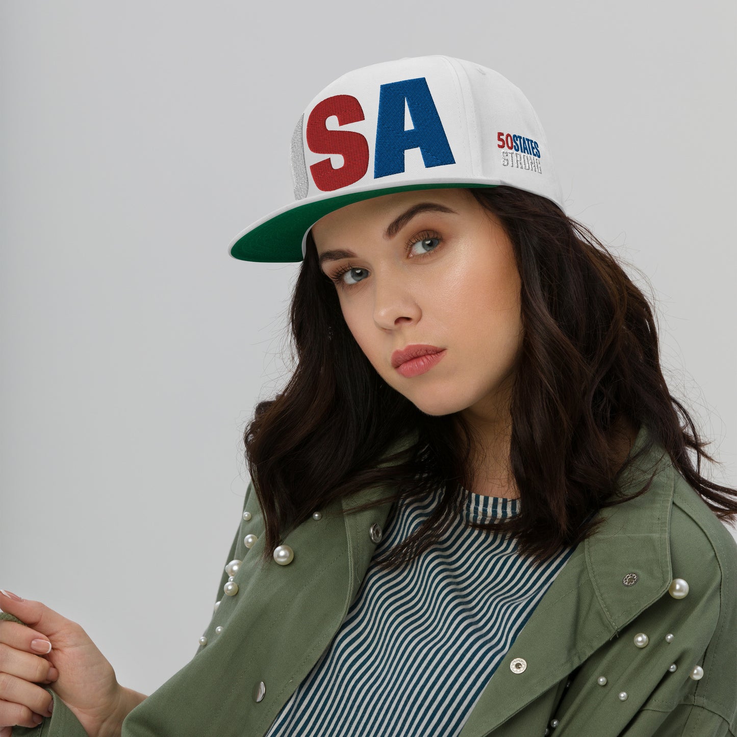 Casquette plate solide brodée 3D Puff colorée USA 50 États-Unis 50 États