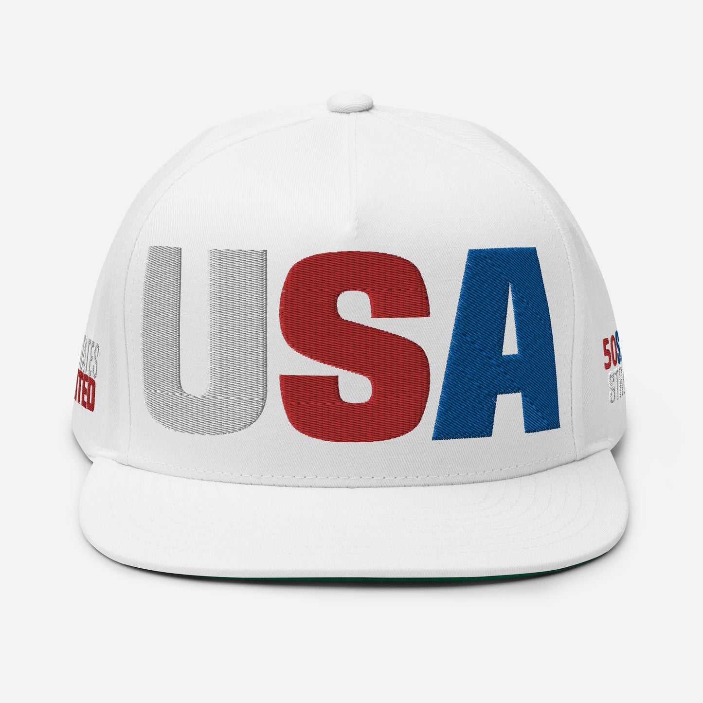 Casquette plate solide brodée 3D Puff colorée USA 50 États-Unis 50 États