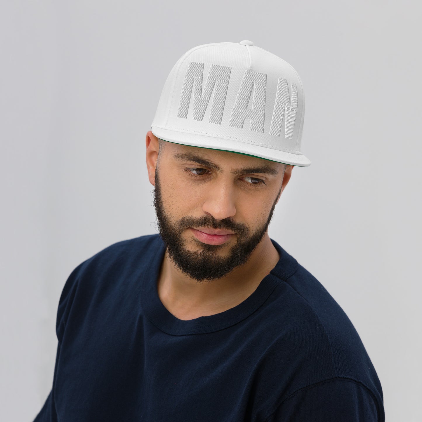 3D Puff Embroidered Man Flat Bill Cap