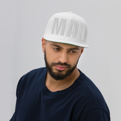 3D Puff Embroidered Man Flat Bill Cap