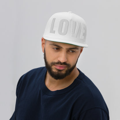 3D Puff Embroidered Love Flat Bill Cap