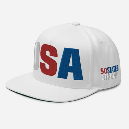 Casquette plate solide brodée 3D Puff colorée USA 50 États-Unis 50 États
