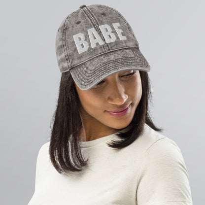 3D Puff Embroidered Babe Vintage Cotton Twill Cap