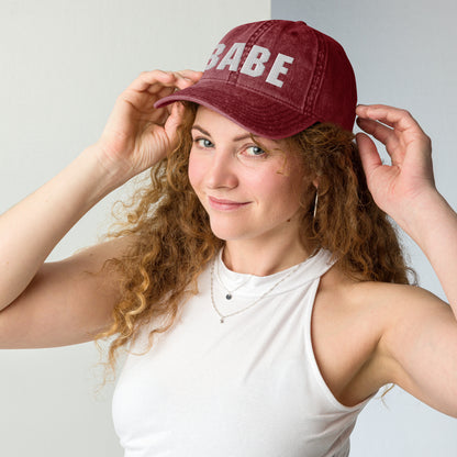 3D Puff Embroidered Babe Vintage Cotton Twill Cap