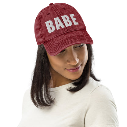 3D Puff Embroidered Babe Vintage Cotton Twill Cap