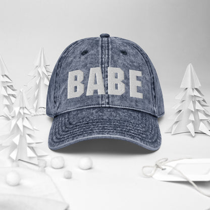 3D Puff Embroidered Babe Vintage Cotton Twill Cap