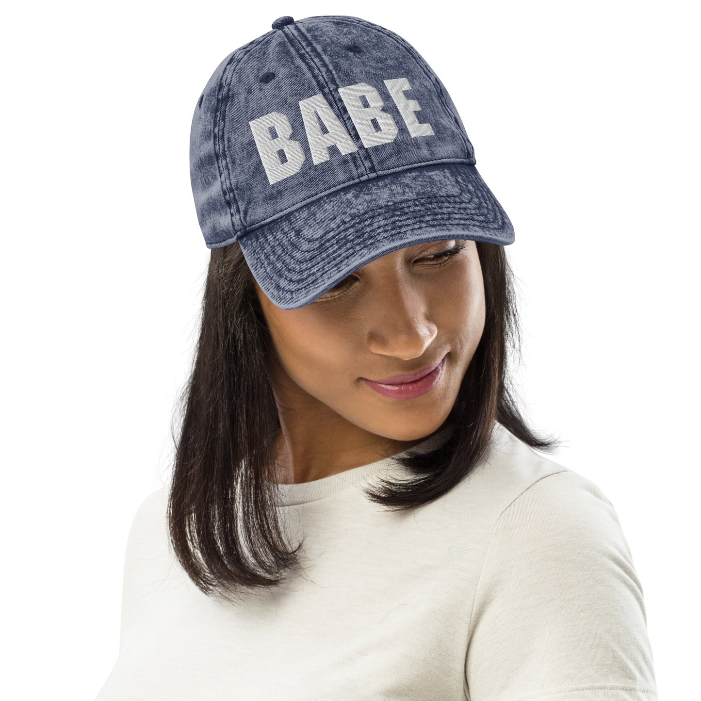 3D Puff Embroidered Babe Vintage Cotton Twill Cap