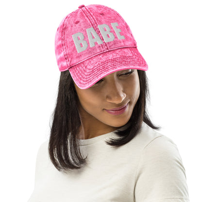 3D Puff Embroidered Babe Vintage Cotton Twill Cap