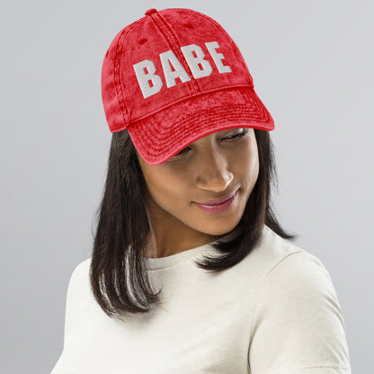 3D Puff Embroidered Babe Vintage Cotton Twill Cap